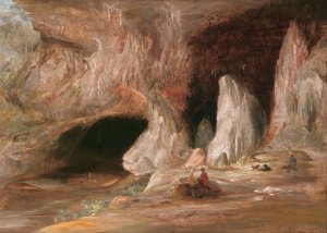 Stalagmite columns at the southern entrance of the Burrangalong Cavern by Conrad Martens Oil Painting