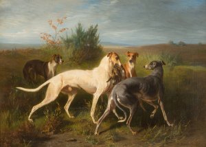 Hounds with their prey by Conradijn Cunaeus Oil Painting