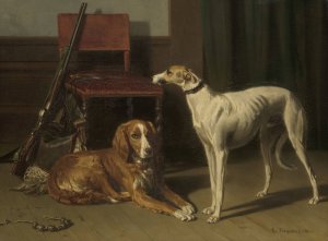 Hunting Companions by Conradijn Cunaeus Oil Painting