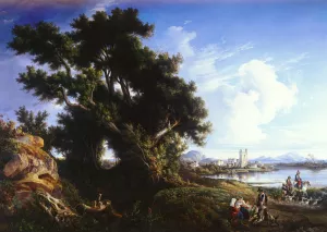 Landscape Near Naples With The Isle Of Capri In The Distance painting by Consalvo Carelli