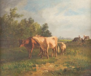 Cattle on the Pasture by Constant Troyon Oil Painting