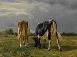 Cows In A Pasture by Constant Troyon Oil Painting
