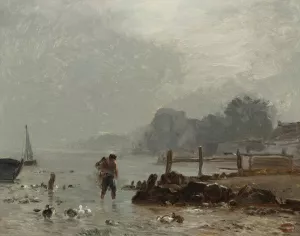 Fisherman by Constant Troyon Oil Painting
