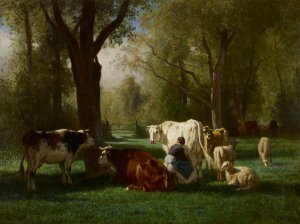 Landscape With Cattle And Sheep by Constant Troyon Oil Painting