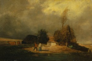 Landscape with Thunderstorm by Constant Troyon Oil Painting