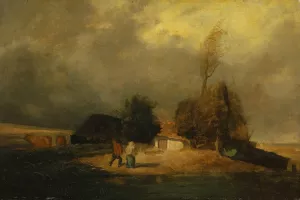Landscape with Thunderstorm by Constant Troyon Oil Painting