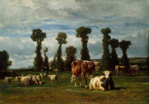 Pasture in Normandy by Constant Troyon Oil Painting