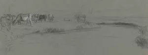 River Bank with Cattle by Constant Troyon Oil Painting
