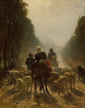 The Road to Market by Constant Troyon Oil Painting