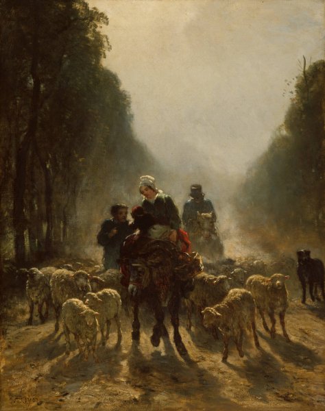 Main Product Photo of The Road to Market  Painting by Constant Troyon