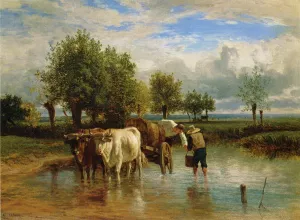 Water Carriers by Constant Troyon - Oil Painting Reproduction