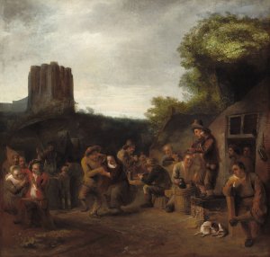 Conviviality Near the Inn by Constantijn Daniel Van Renesse Oil Painting