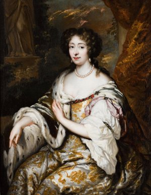 A Portrait Of Maria Mancini by Constantijn Netscher Oil Painting