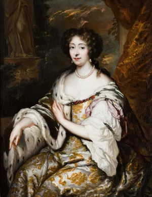 A Portrait Of Maria Mancini by Constantijn Netscher Oil Painting