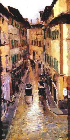 A Florence Street in the Rain