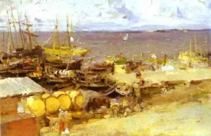 Arkhangelsk Port on Dvina Oil painting by Constantin Alexeevich Korovin