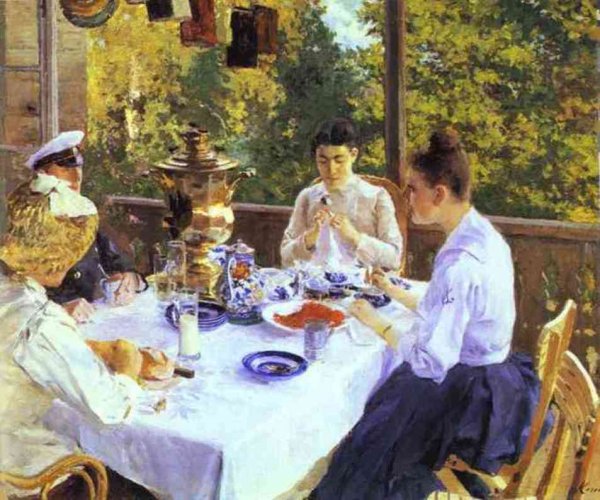 Main Product Photo of At a Tea Table Painting by Constantin Alexeevich Korovin