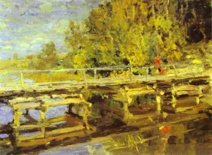 Autumn. On Bridge by Constantin Alexeevich Korovin Oil Painting