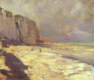 Beach at Dieppe Study Oil painting by Constantin Alexeevich Korovin