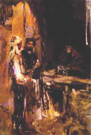 Buying a Dagger by Constantin Alexeevich Korovin - Oil Painting Reproduction