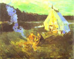 Hunter's Tent Oil painting by Constantin Alexeevich Korovin