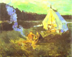 Hunter's Tent Oil painting by Constantin Alexeevich Korovin