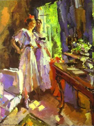 In Front of the Open Window Oil painting by Constantin Alexeevich Korovin