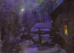 Moonlit Night. Winter by Constantin Alexeevich Korovin - Oil Painting Reproduction