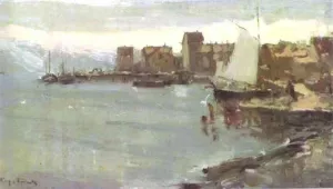 Norwegian Harbour painting by Constantin Alexeevich Korovin