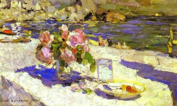 On a Sea Shore by Constantin Alexeevich Korovin - Hand-Painted Oil Painting Reproduction