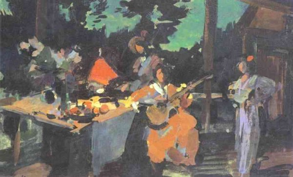 Main Product Photo of On a Terrace. Evening in the Coutry Painting by Constantin Alexeevich Korovin