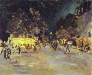 Paris at Night by Constantin Alexeevich Korovin Oil Painting
