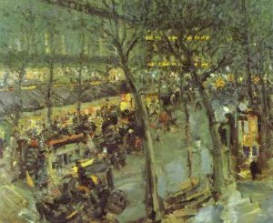 Paris. Cafe de la Paix by Constantin Alexeevich Korovin Oil Painting