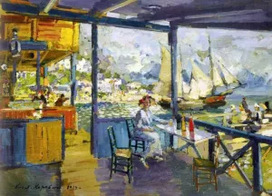 Pier in Gurzuf painting by Constantin Alexeevich Korovin