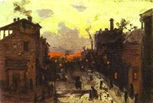 Sunset at the Outskirt of the Town by Constantin Alexeevich Korovin Oil Painting