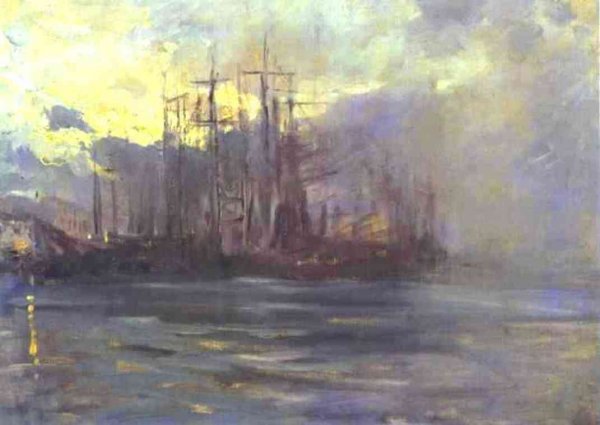 The Port in Marseilles by Constantin Alexeevich Korovin - Hand-Painted Oil Painting Reproduction