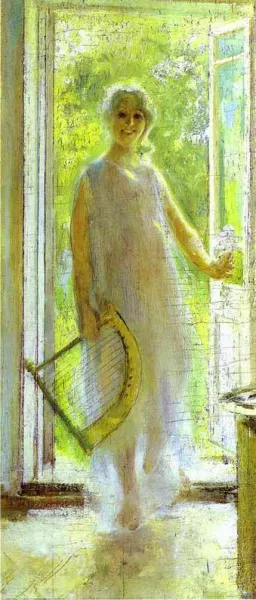 Young Woman on the Threshold painting by Constantin Alexeevich Korovin