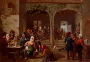 Merrymaking In The Tavern by Constantin Fidele Coene Oil Painting