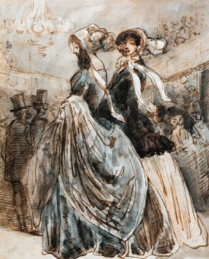 At The Promenoir by Constantin Guys Oil Painting