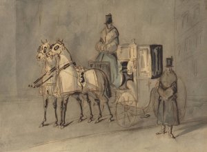 Carriage With Driver And Groom - Autumn by Constantin Guys Oil Painting