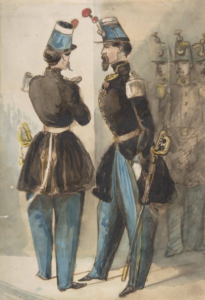 Main Product Photo of Officers of the Guard  Painting by Constantin Guys