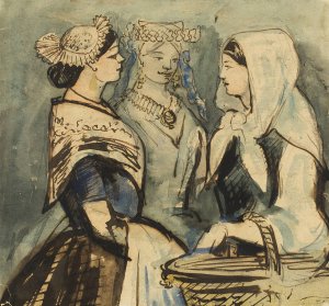 Three Servant Women by Constantin Guys Oil Painting