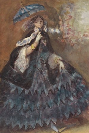 Woman with a Parasol by Constantin Guys Oil Painting