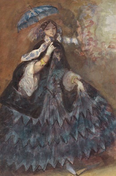 Main Product Photo of Woman with a Parasol  Painting by Constantin Guys