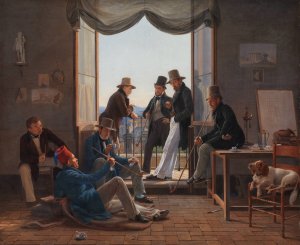 A Group of Danish Artists in Rome by Constantin Hansen Oil Painting