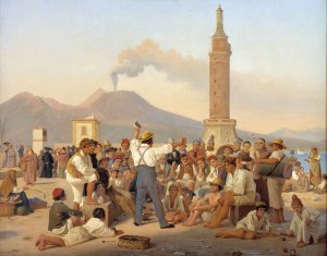 A Reciter of 'Orlando Furioso'at the Molo, Naples by Constantin Hansen Oil Painting