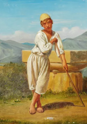 A shepherd boy from Paestum by Constantin Hansen Oil Painting