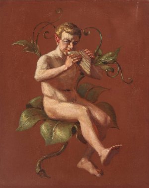 Faun by Constantin Hansen Oil Painting
