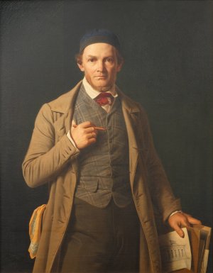 Portrait Of Gottlieb Bindesboll by Constantin Hansen Oil Painting