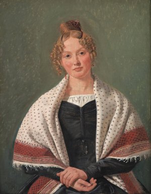 Portrait of Hanne Wanscher, nee Wegener by Constantin Hansen Oil Painting